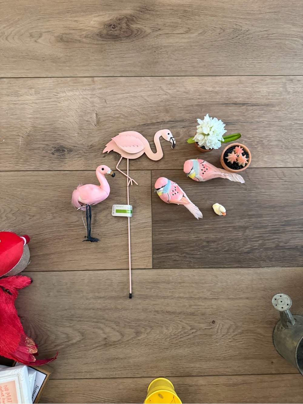Pink Flamingo Garden Stake and Decorative Birds - Home Accents